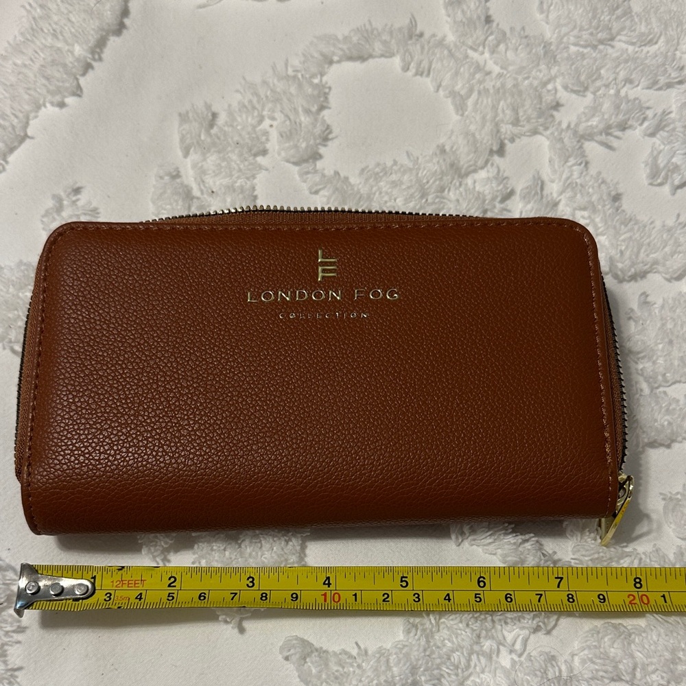 London Fog Cognac Zip-Around Wallet